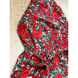 Red Floral Tie-Waist Maxi Dress